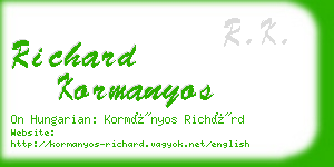 richard kormanyos business card